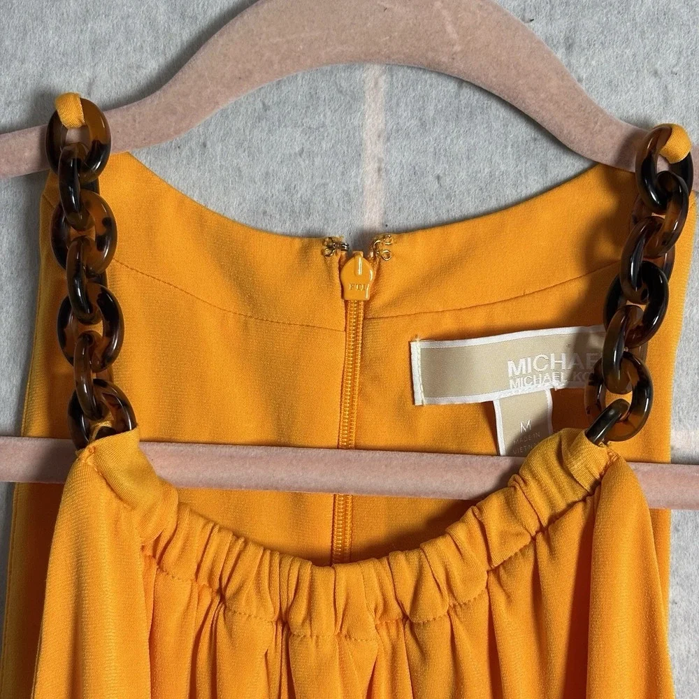 Michael Michael Kors Womens‎ Top Size M Yellow Tank Blouse Tortoise Chain Strap
